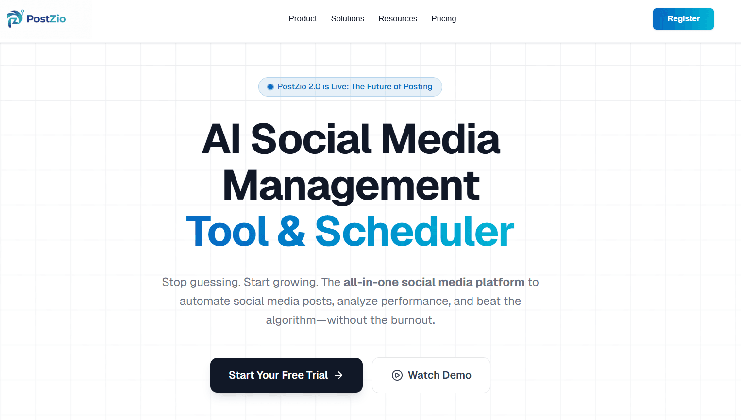 PostZio - AI Social Media Scheduler product preview for startup listing on Aura++
