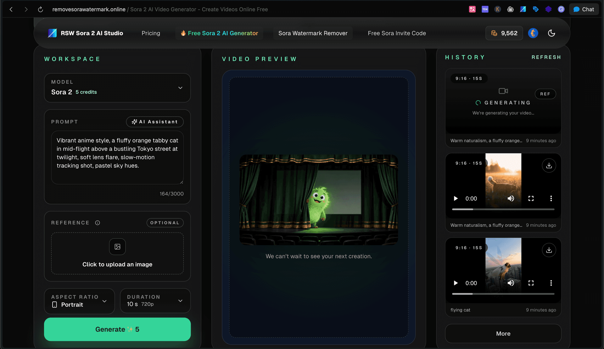 RSW Sora 2 AI Studio product preview for startup listing on Aura++
