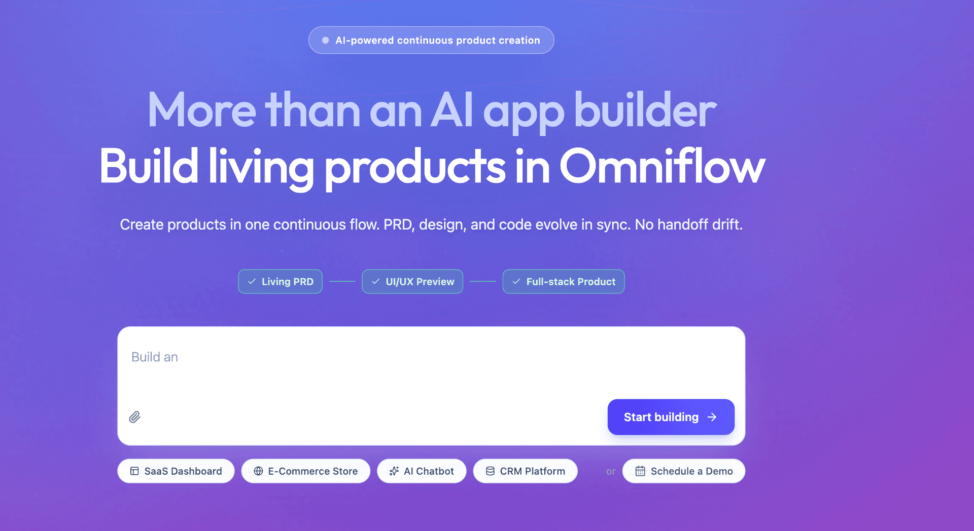 Omniflow product preview for startup listing on Aura++
