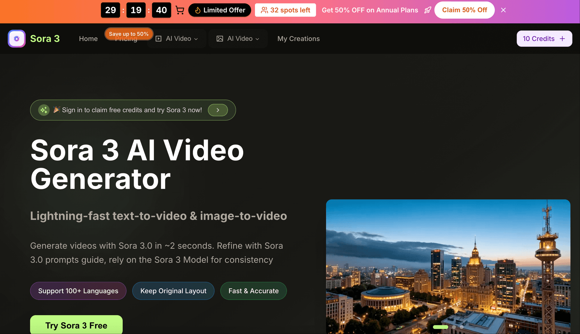 sora 3 product preview for startup listing on Aura++