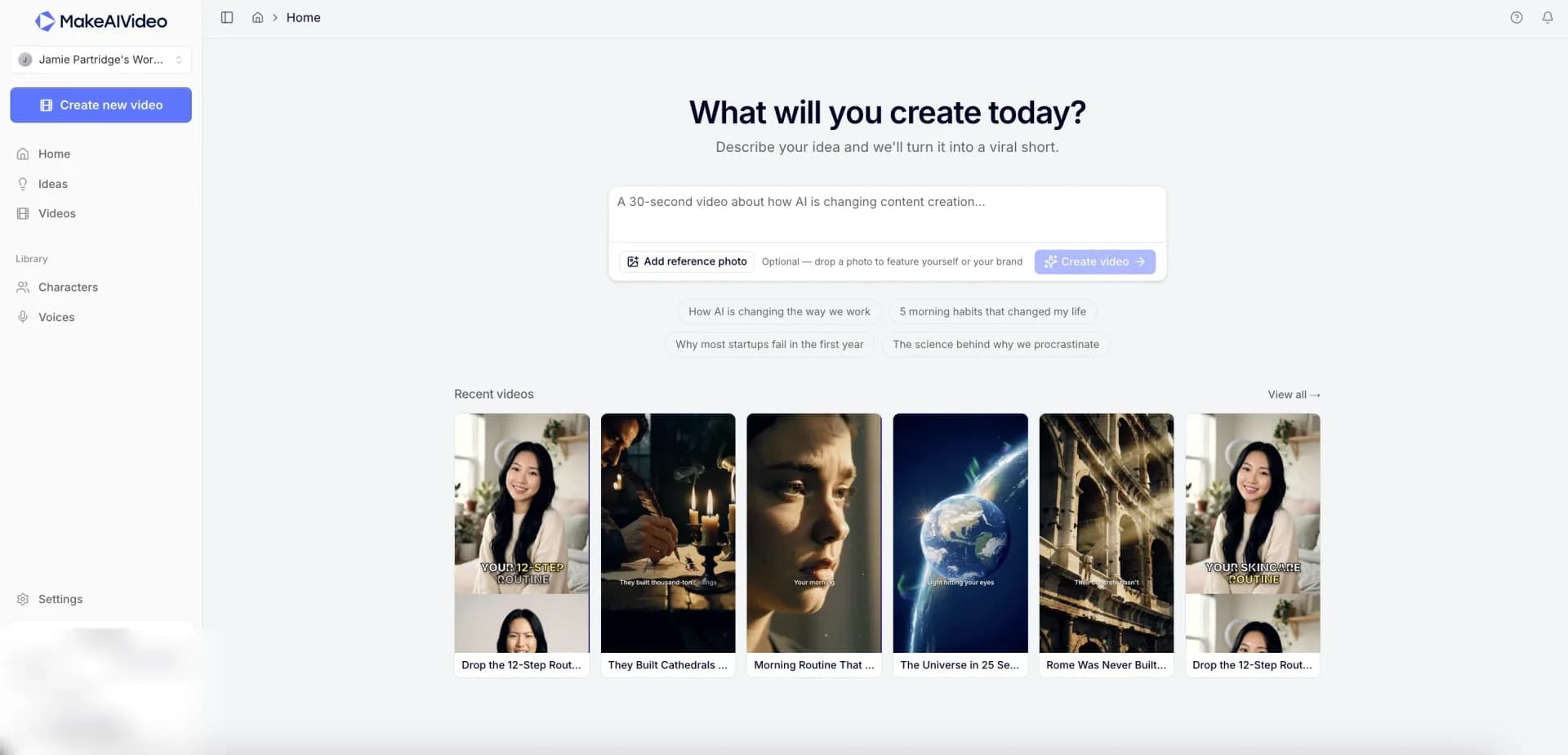 MakeAIVideo product preview for startup listing on Aura++