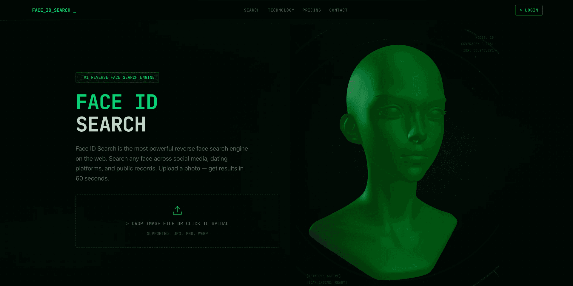 Face ID Search - Reverse Face Recognition Engine product preview for startup listing on Aura++