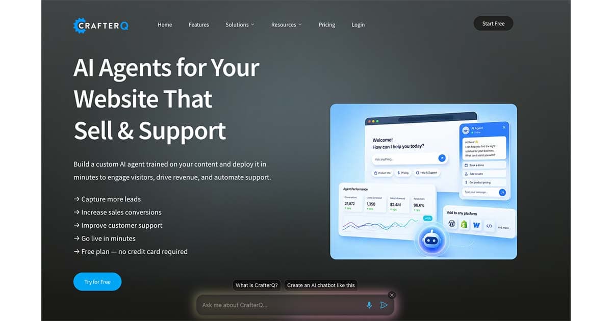 CrafterQ AI product preview for startup listing on Aura++