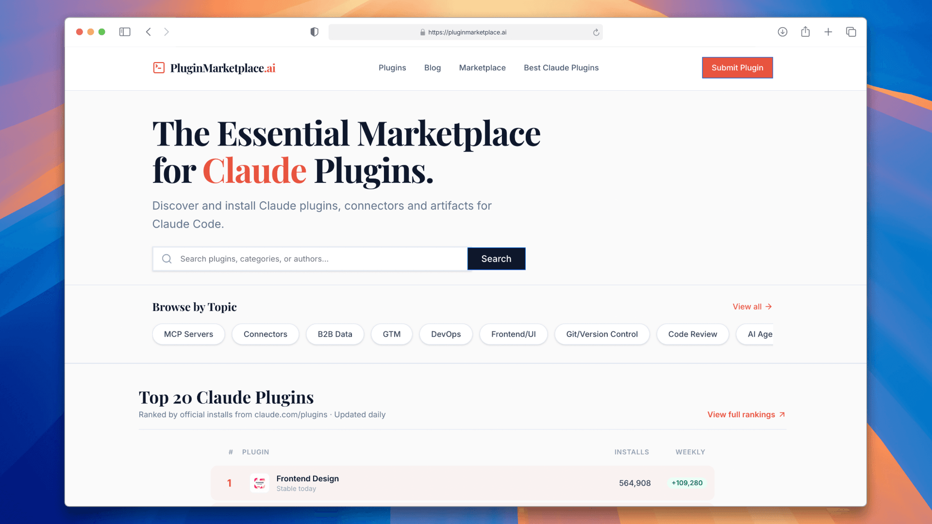 Claude Code Plugin Marketplace product preview for startup listing on Aura++