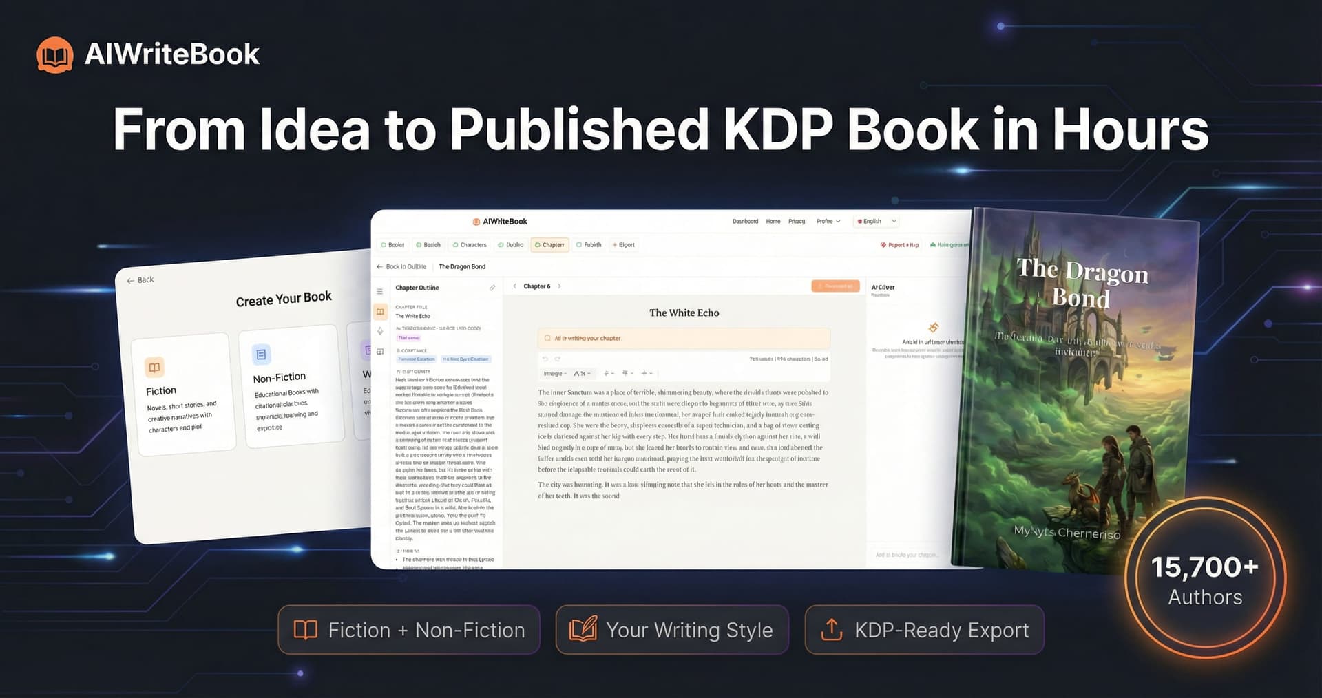 AIWriteBook product preview for startup listing on Aura++