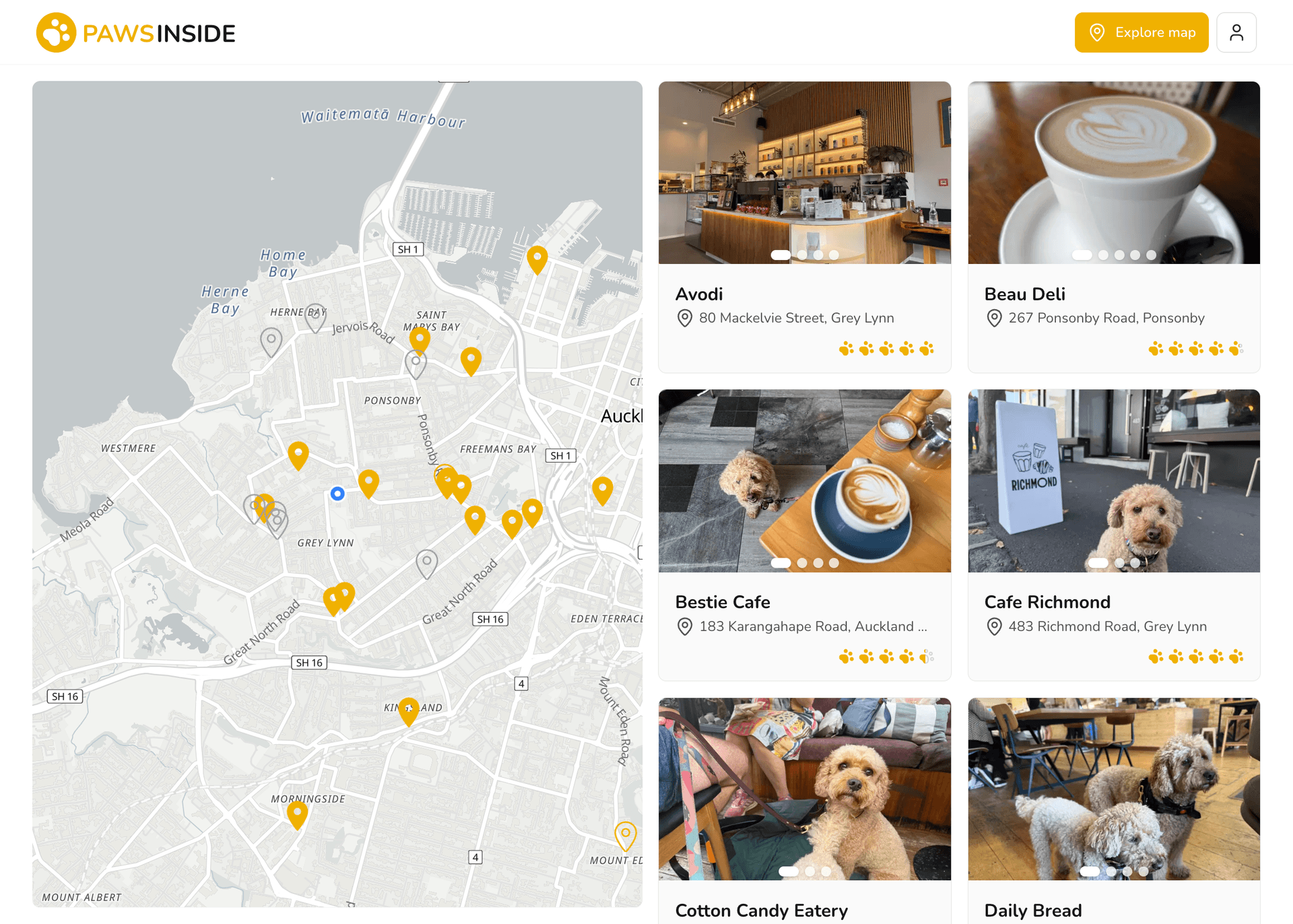 Paws Inside product preview for startup listing on Aura++