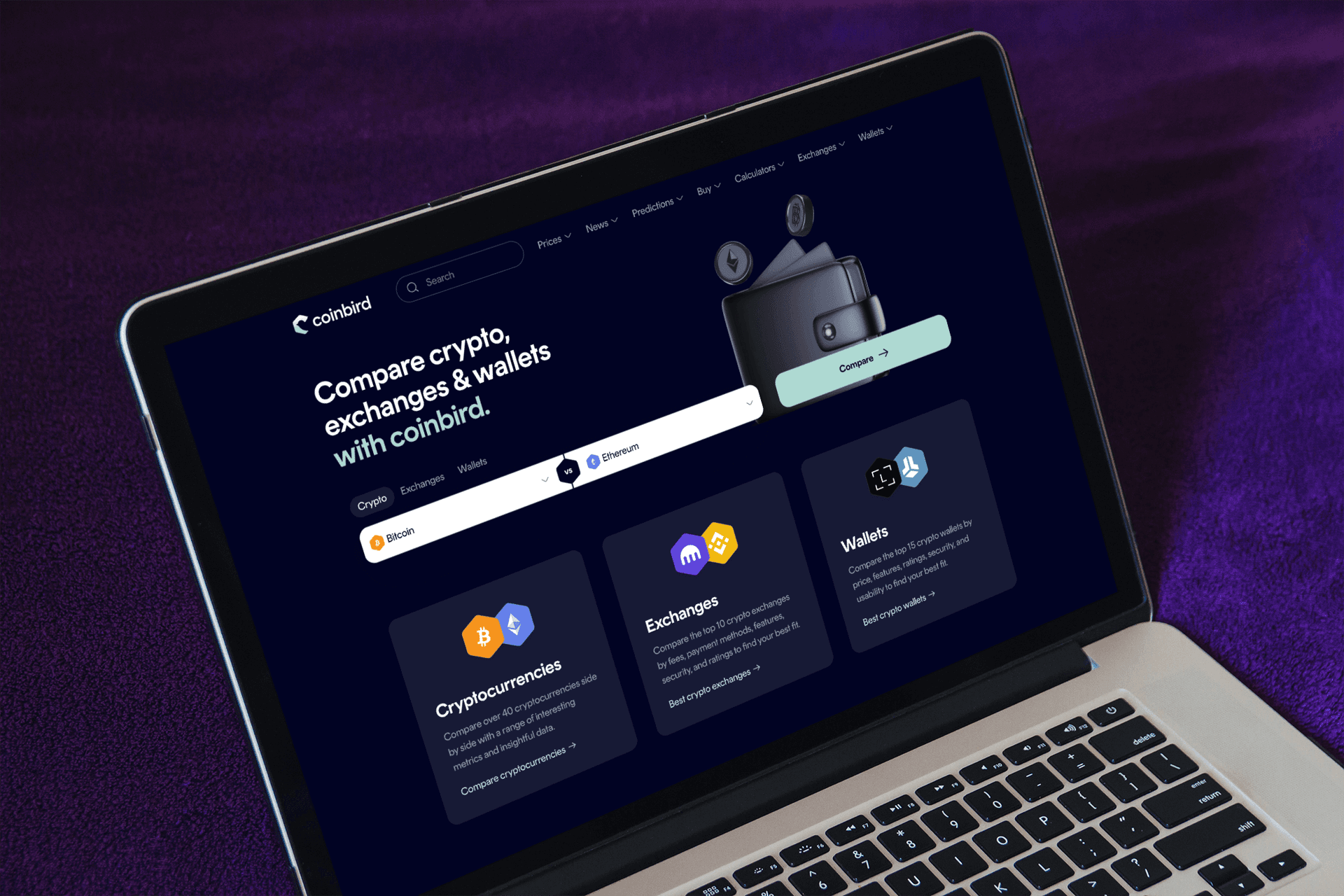 Crypto Comparison Platform product preview for startup listing on Aura++