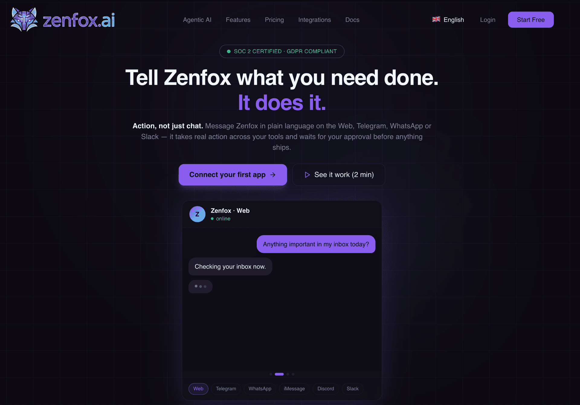 Zenfox.ai product preview for startup listing on Aura++