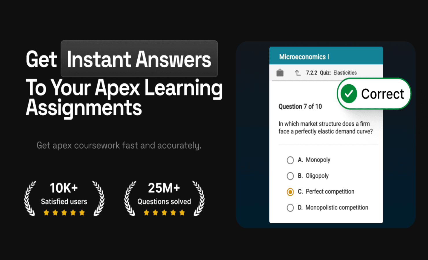 Apex Learning Answers Extension product preview for startup listing on Aura++