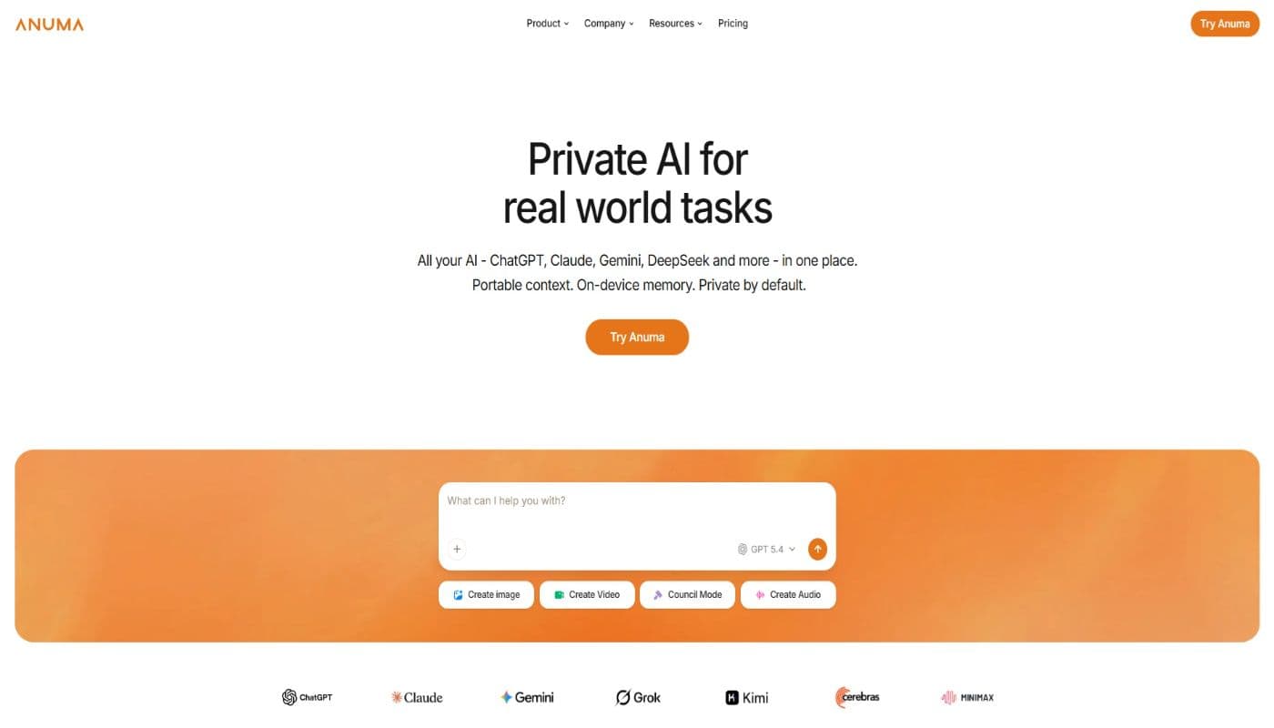 Anuma AI product preview for startup listing on Aura++