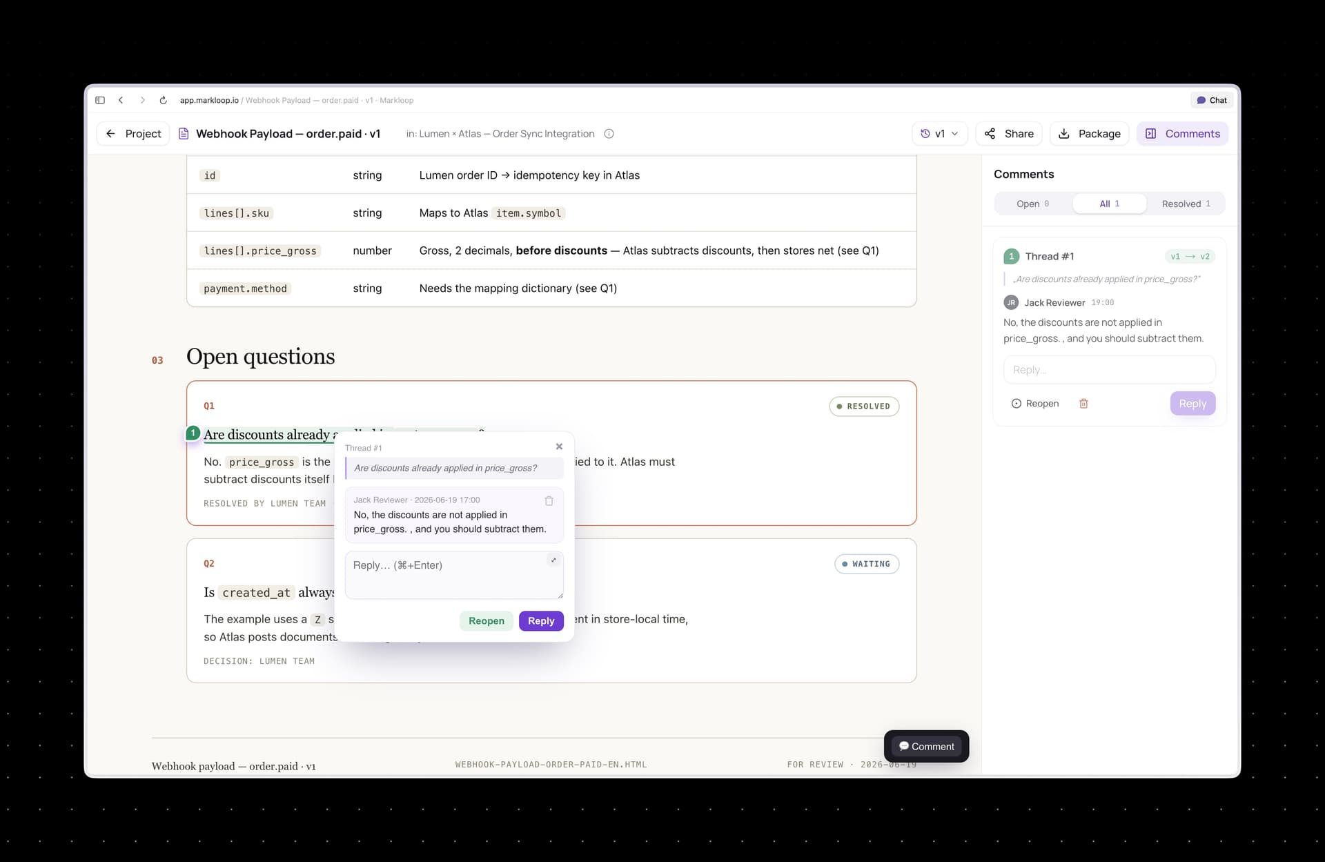 Markloop product preview for startup listing on Aura++