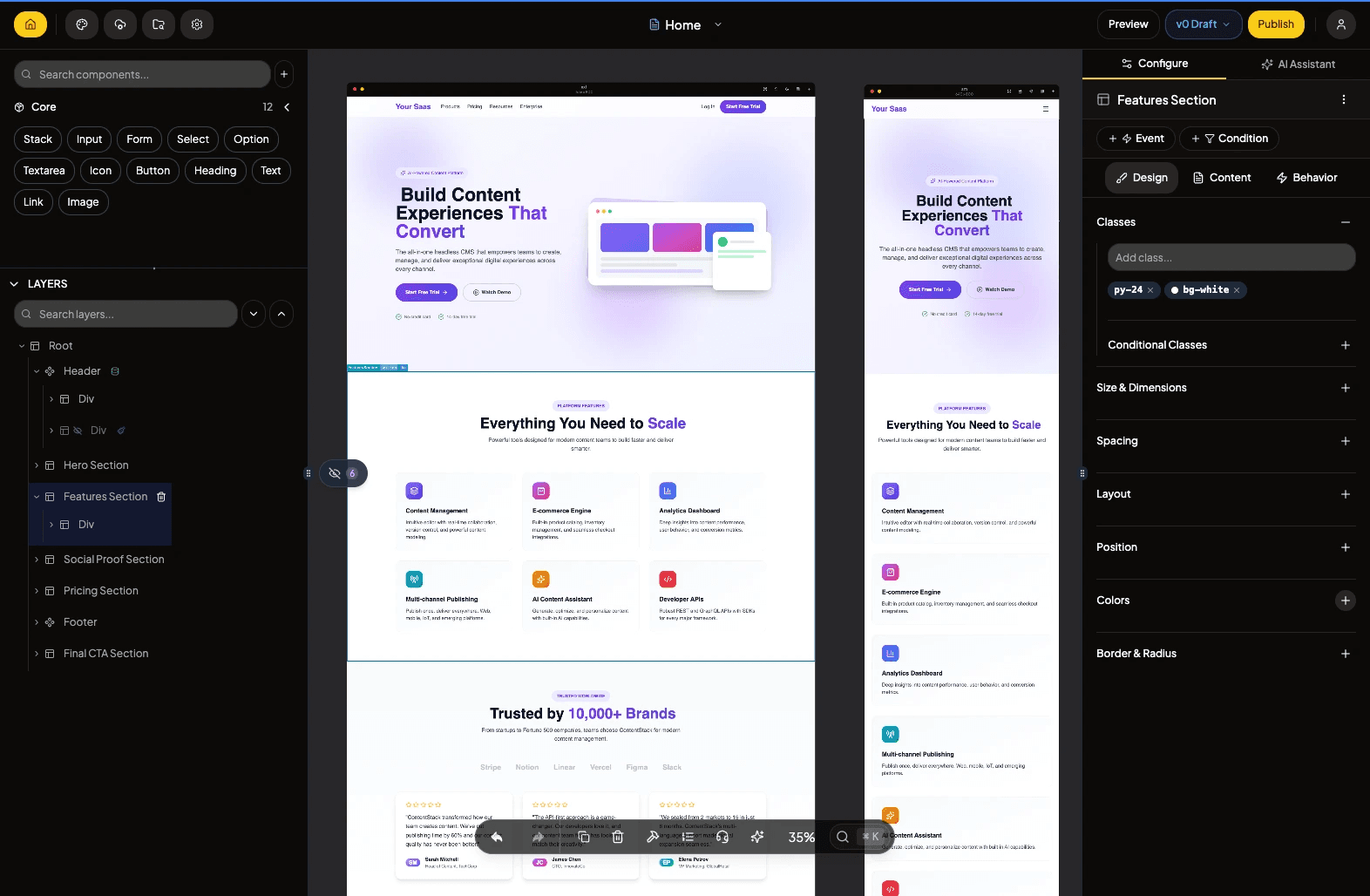 Nobley: Data-Connected Client Site Builder product preview for startup listing on Aura++