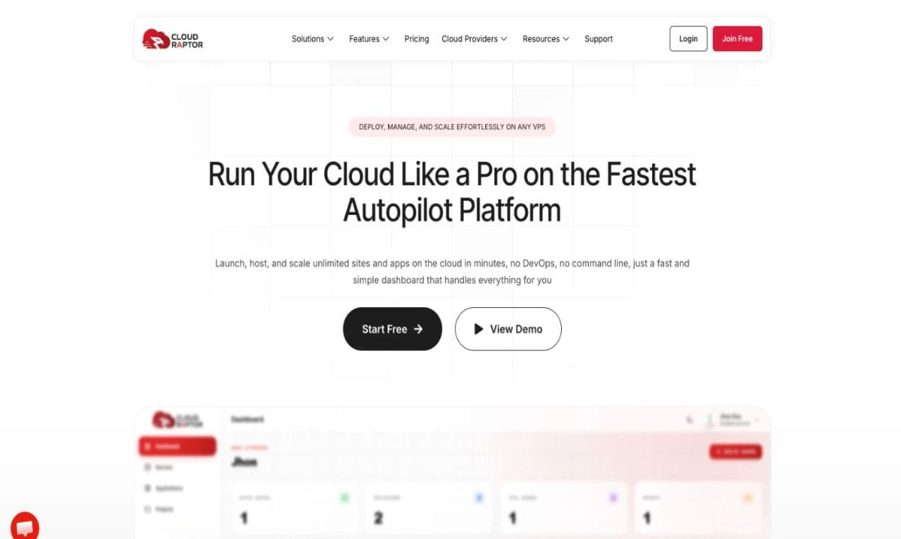 CloudRaptor product preview for startup listing on Aura++