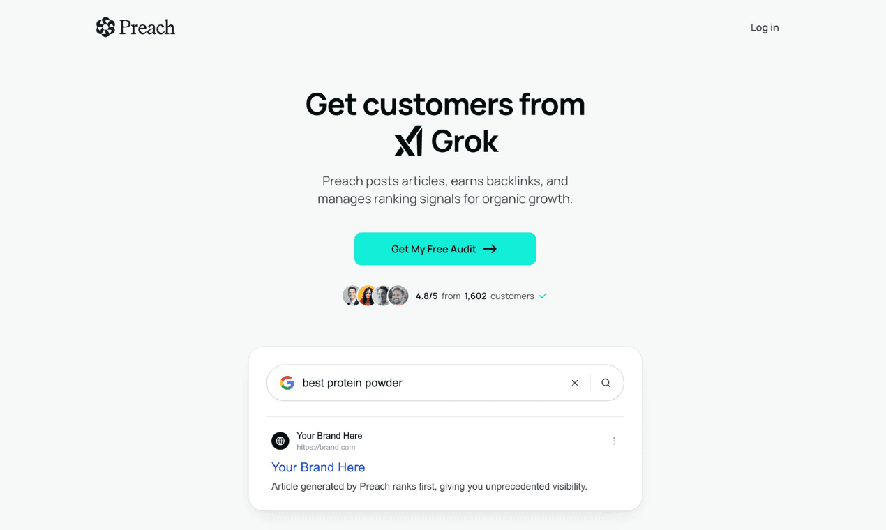 Preach product preview for startup listing on Aura++