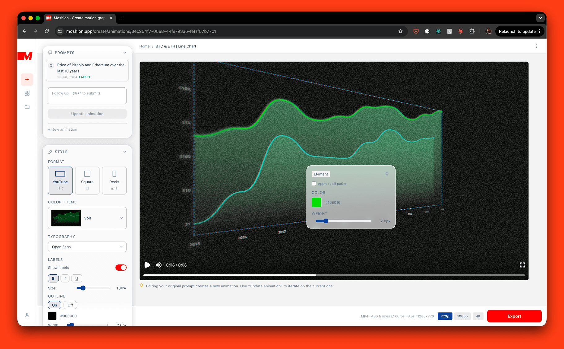 Moshion product preview for startup listing on Aura++