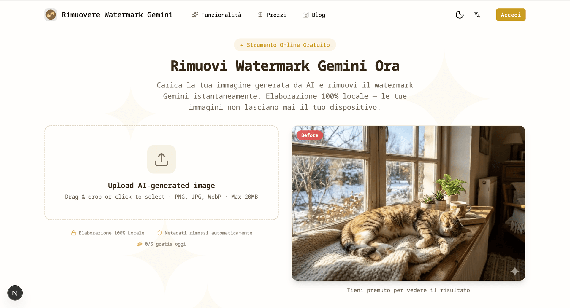 RemoveGeminiWatermark product preview for startup listing on Aura++