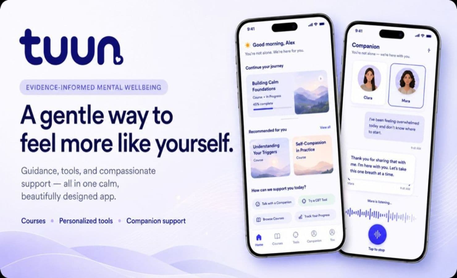 Tuun product preview for startup listing on Aura++