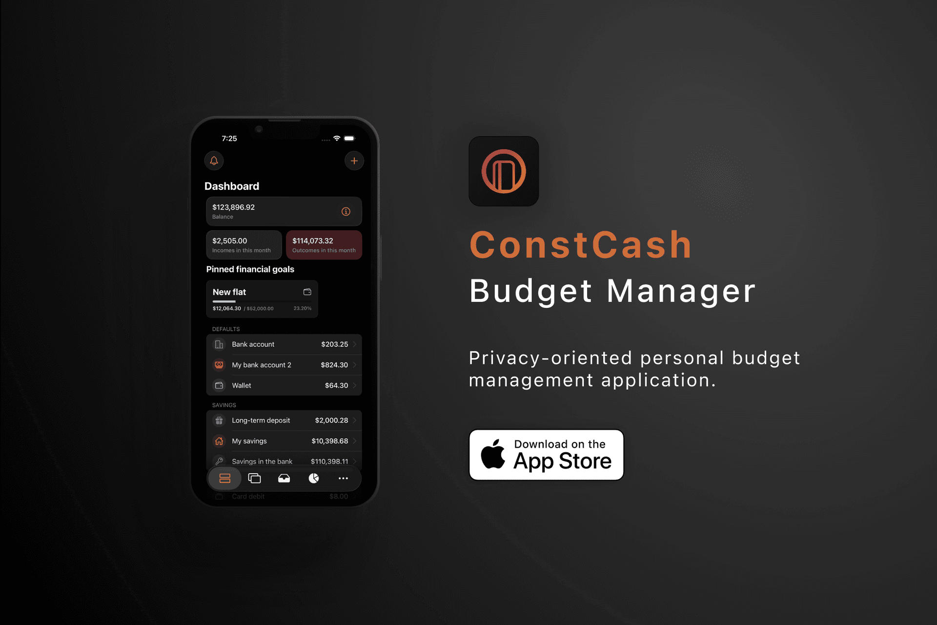 ConstCash product preview for startup listing on Aura++