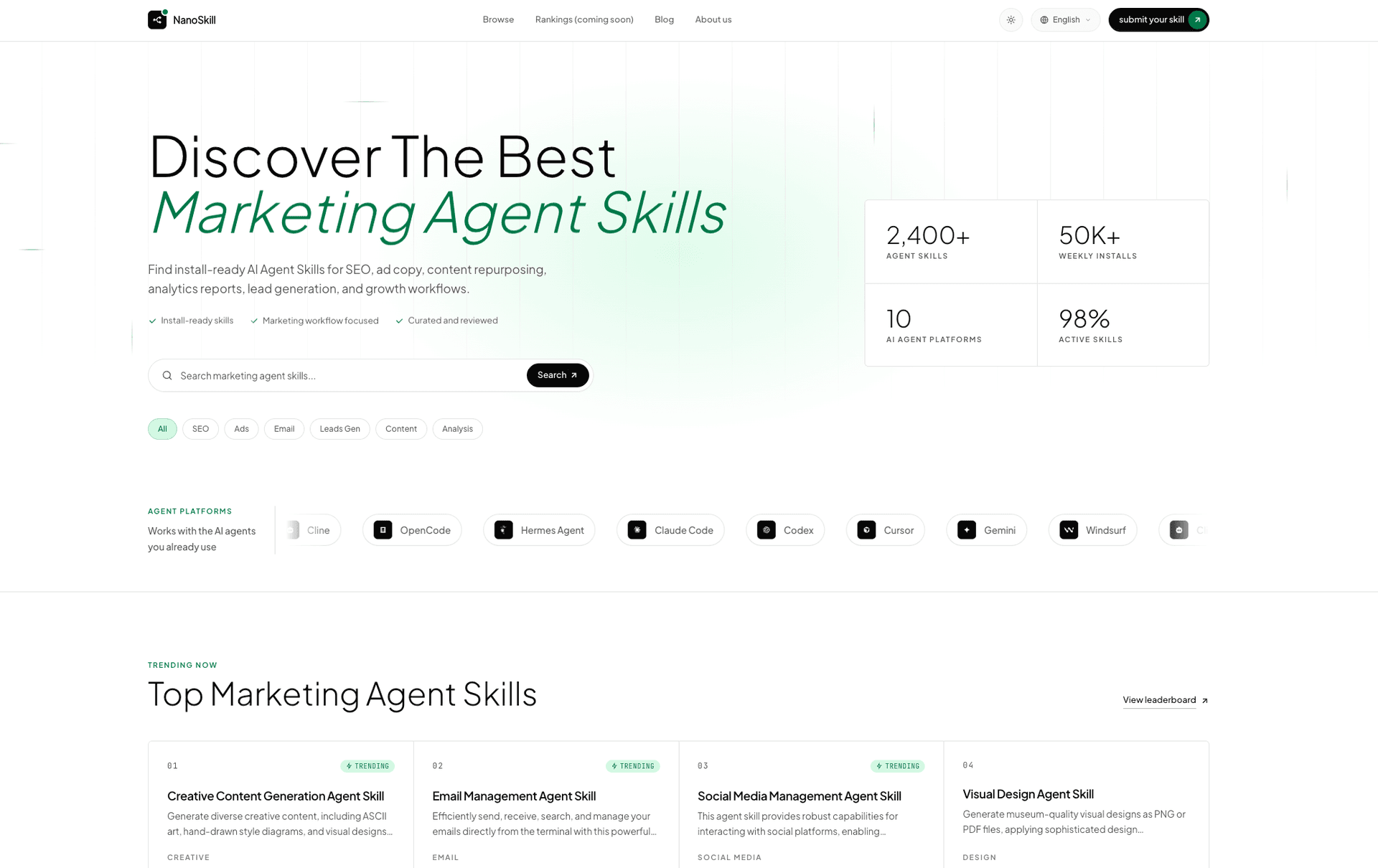 NanoSkill AI product preview for startup listing on Aura++