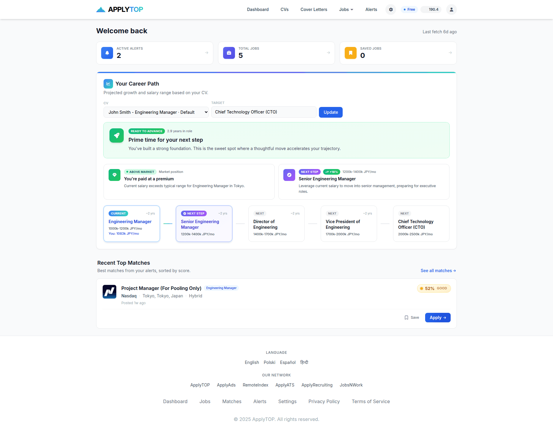 ApplyTOP Job Matching Platform product preview for startup listing on Aura++