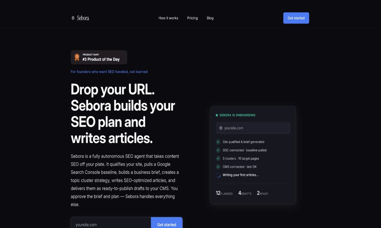 Sebora product preview for startup listing on Aura++