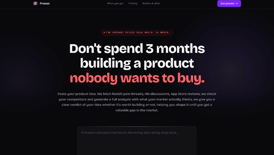 Proven product preview for startup listing on Aura++