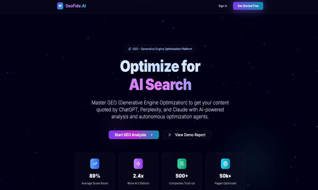 GeoFide AI product preview for startup listing on Aura++